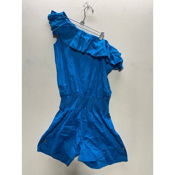 Mad Rag Women's Blue Off-Shoulder Romper Size L, Ruffled Top - Picture 3 of 9